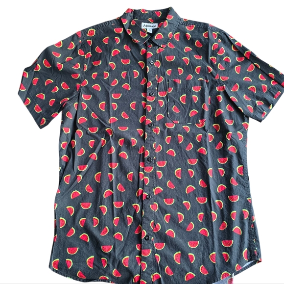 Abound Watermelon Print Short Sleeve Button-Up Shirt Men’s Medium Summer Novelty - Picture 2 of 7